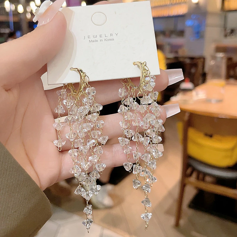 Gorgeous Crystal Tassel Earrings