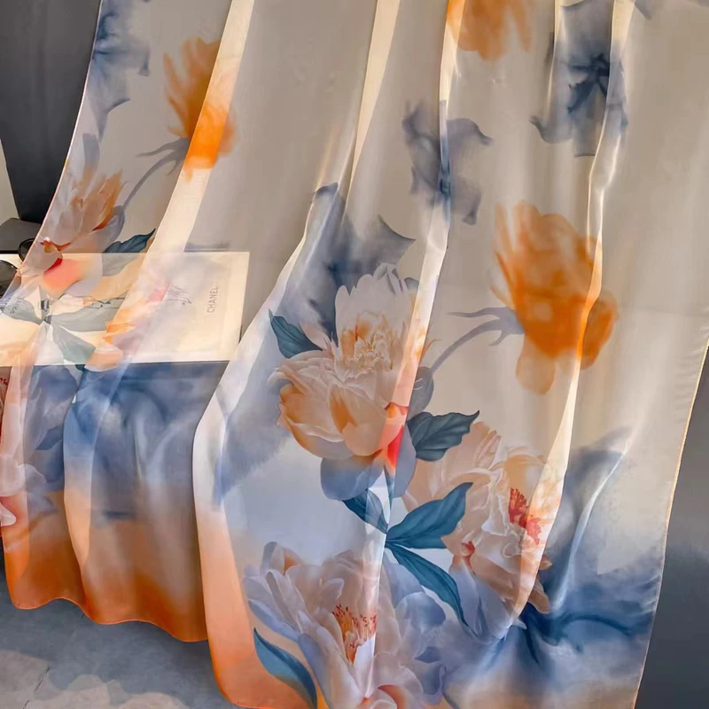 Light orange color long silk scarf  ail