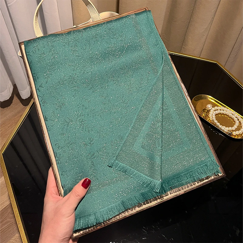 Elegant Green Colour Long Shiny Hijab