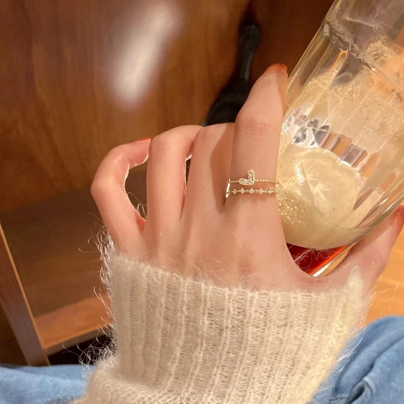 Luxury design heart crystal ring - Thumbnail 4