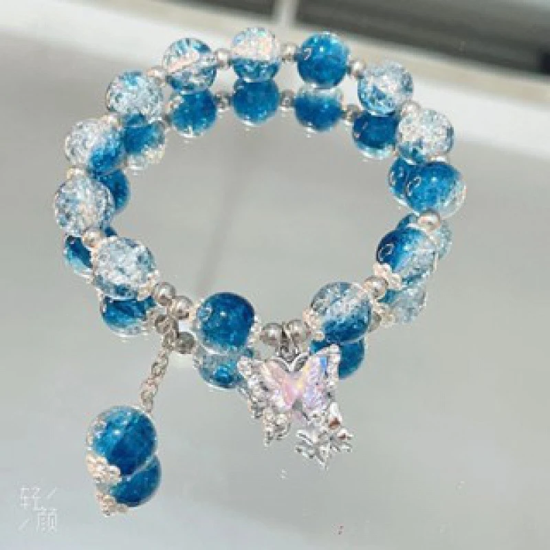 Butterfly crystal beaded bracelet