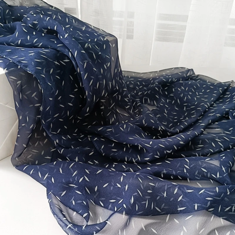 Elegant navy blue georgette long hijab / orna