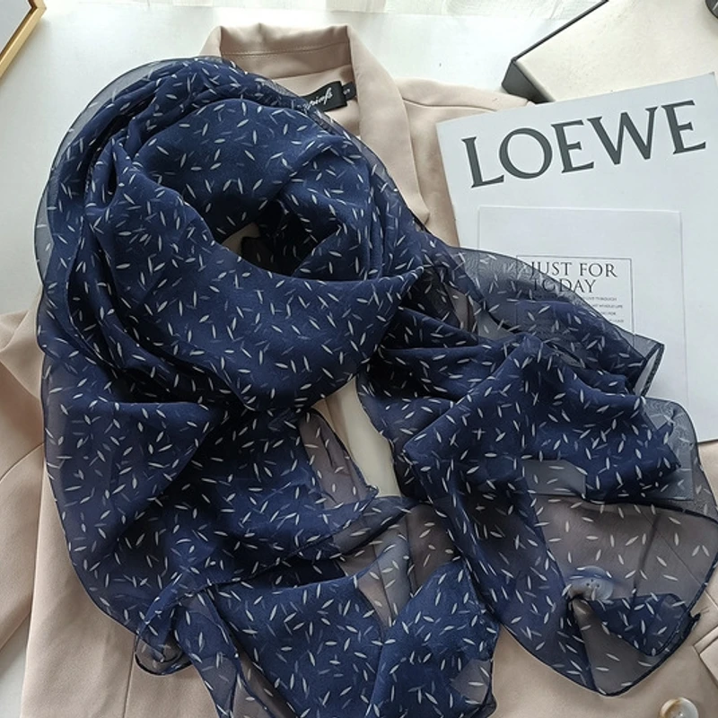 Elegant navy blue georgette long hijab / orna