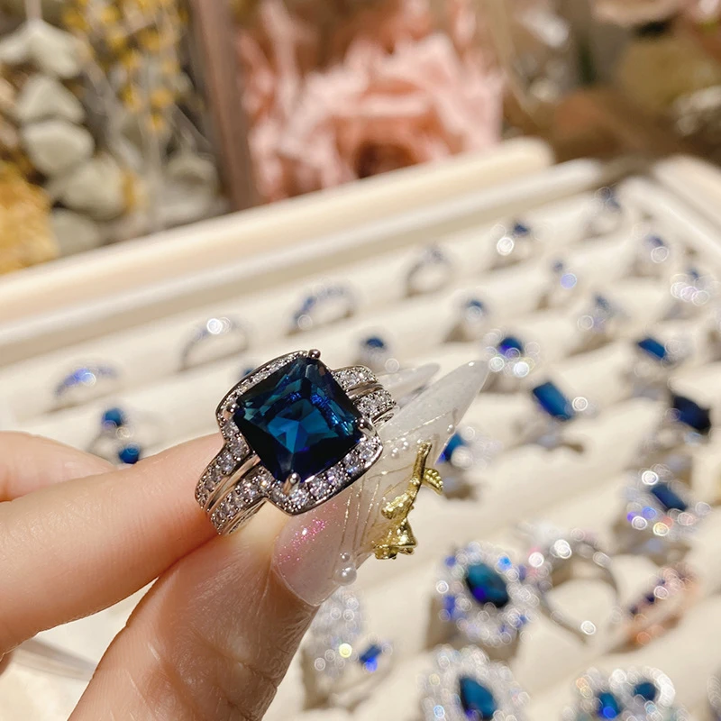 Cushion Cut Blue Sapphire Ring