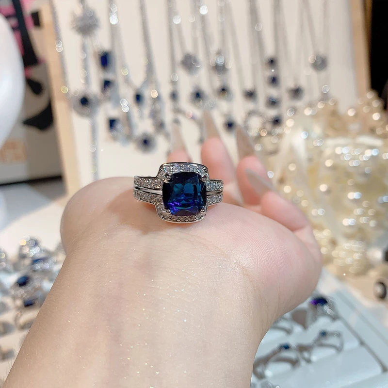 Cushion Cut Blue Sapphire Ring
