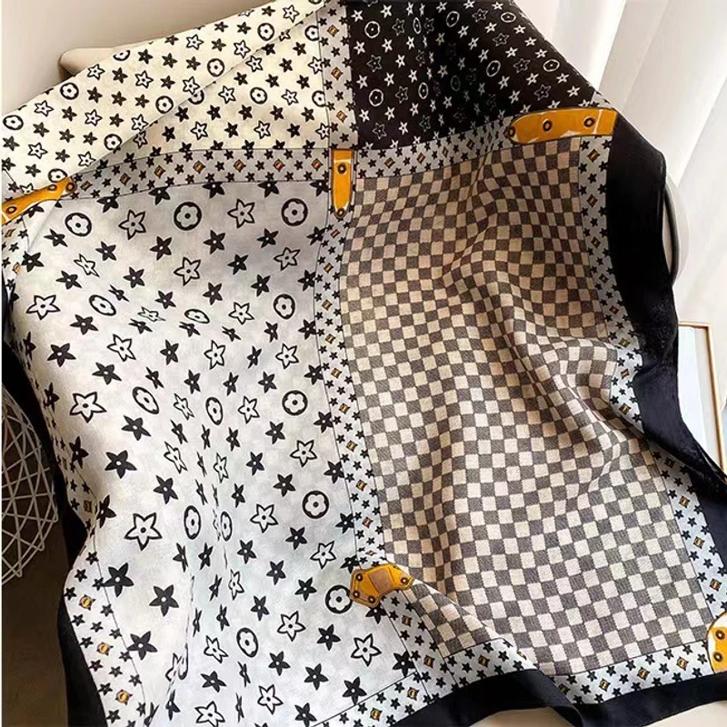 Grey black printed classy hijab