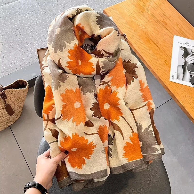 Colorful flower printed hijab / orna - Thumbnail 3
