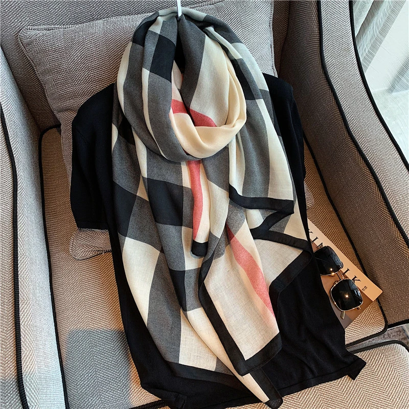 Stunning black white viscose cotton hijab / orna