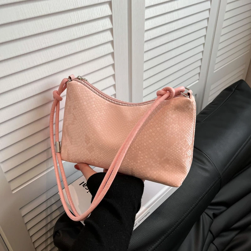 colorful snake pattern lightweight shiny bag, new fashionable versatile shoulder underarm premium handbag - Thumbnail 3