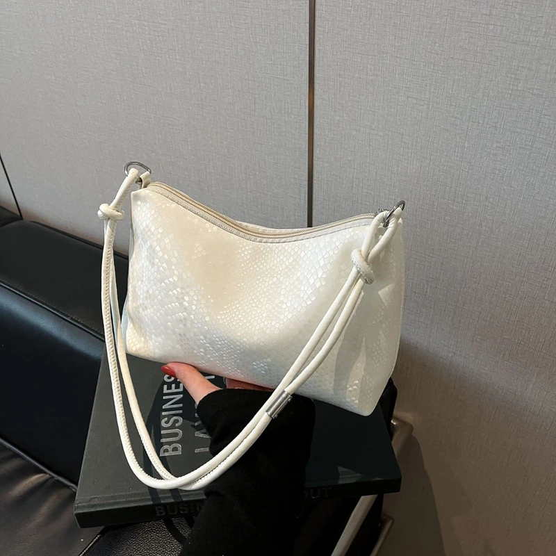 colorful snake pattern lightweight shiny bag, new fashionable versatile shoulder underarm premium handbag - Thumbnail 4