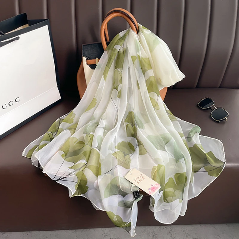 Classy light green silk hijab