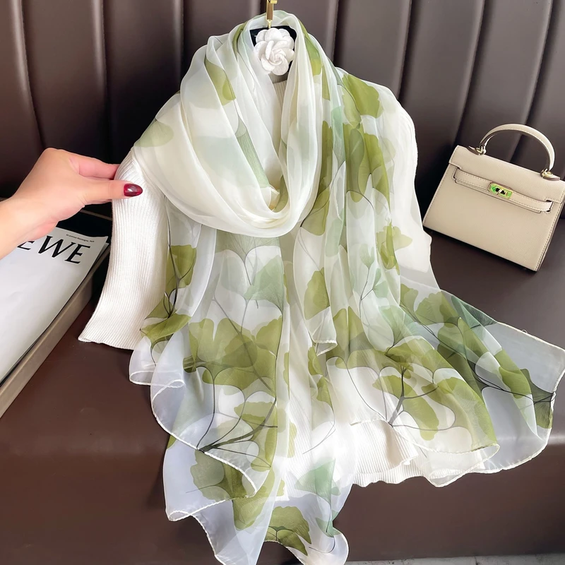 Classy light green silk hijab