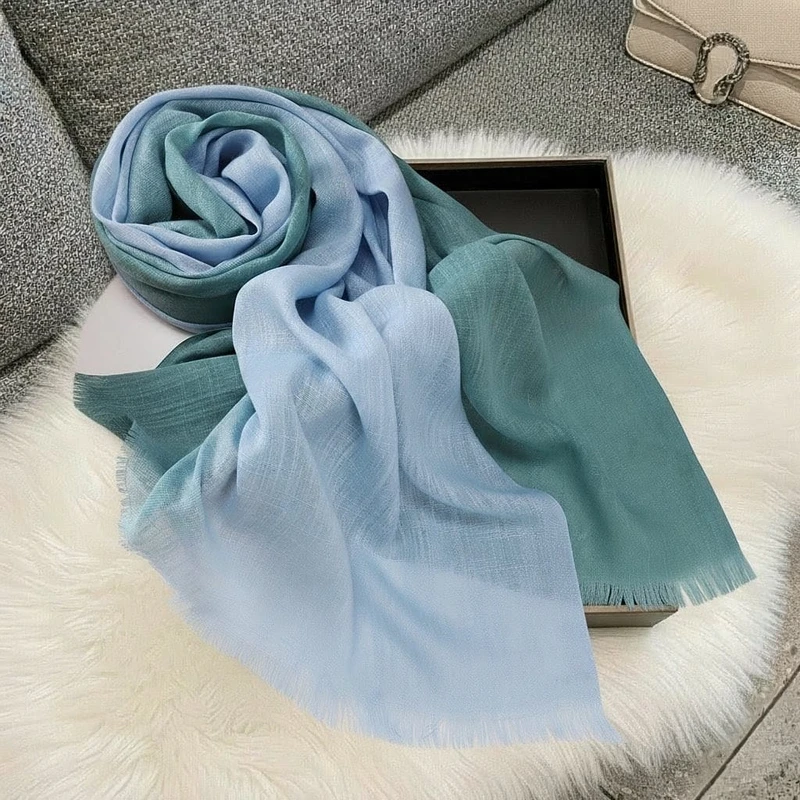 Beautiful sky blue & teal green bamboo cotton hijab