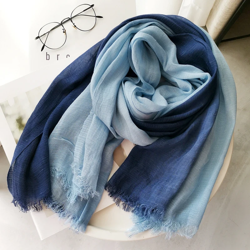 Stylish Blue Cotton Long Hijab / Orna