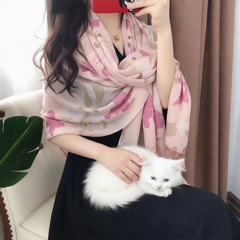 Light pink colour soft long tassel cotton hijab/orna