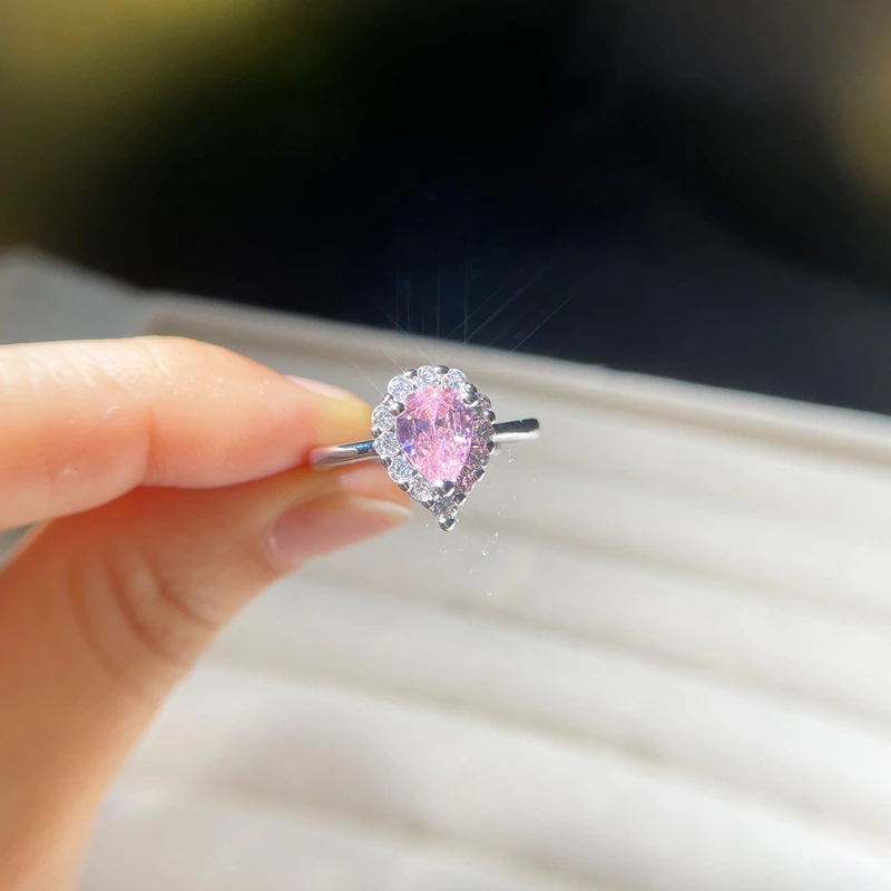 Pear Shaped Pink Zirconia Ring