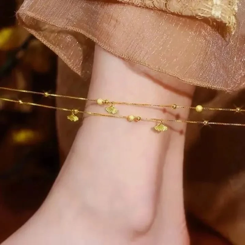 Exquisite Double layered Ginkgo Leaf Anklet Chain
