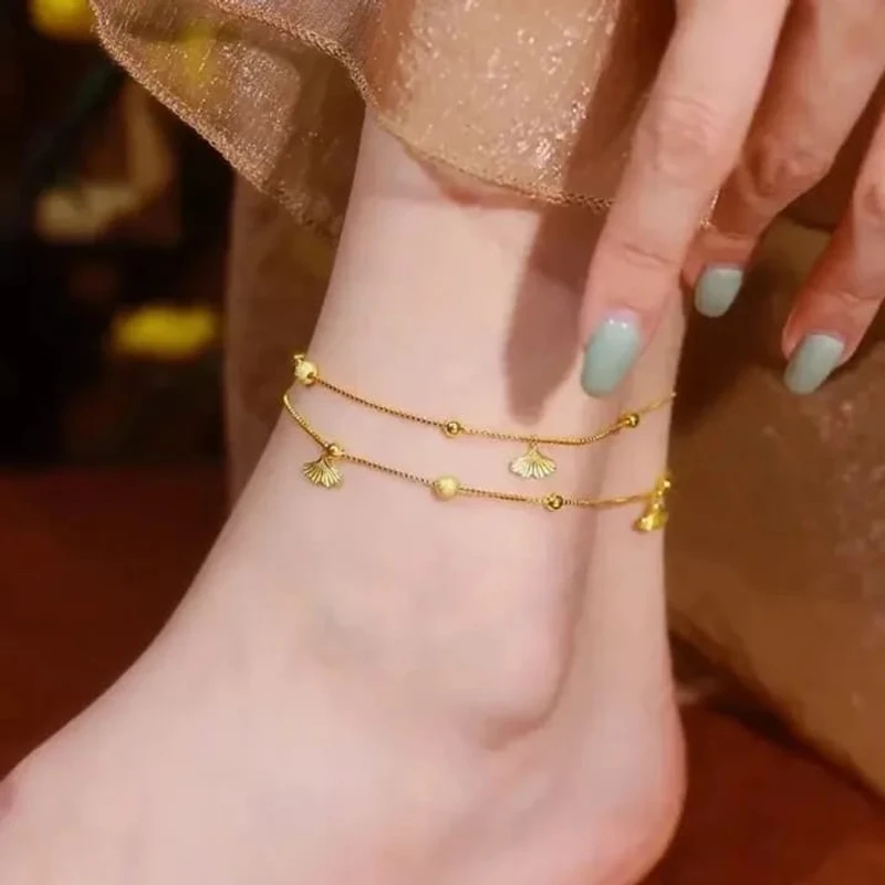 Exquisite Double layered Ginkgo Leaf Anklet Chain