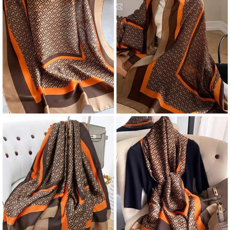 Classy brown printed hijab