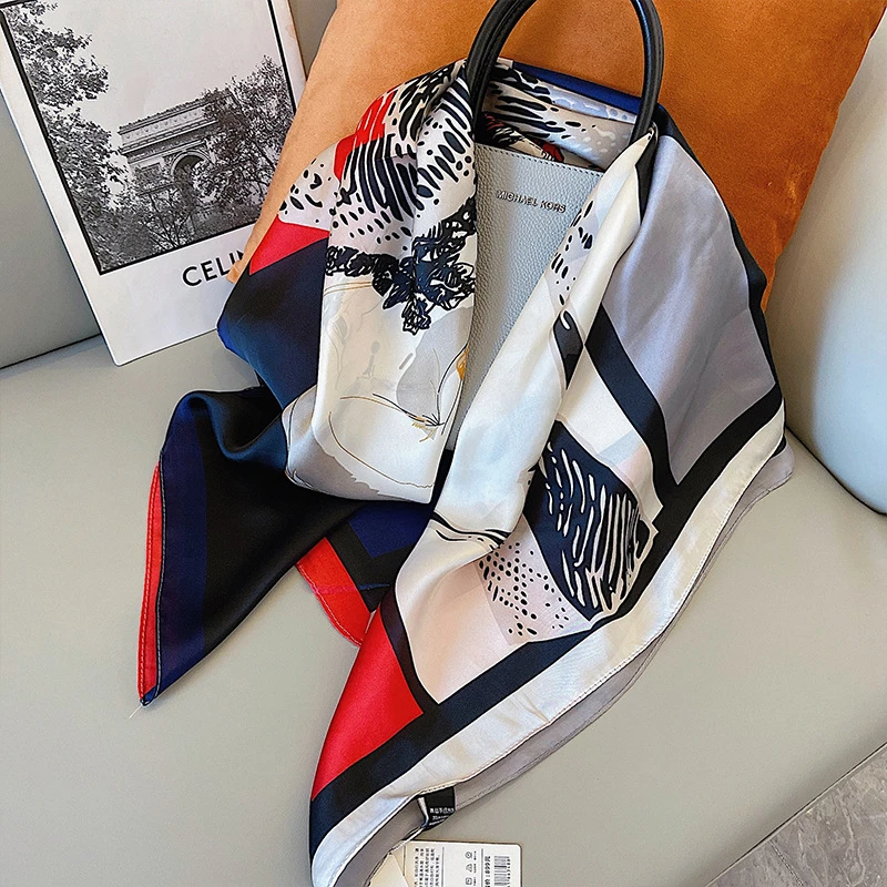 Colourful silk square scarf