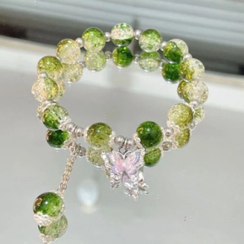 Elegant green color butterfly beaded bracelet