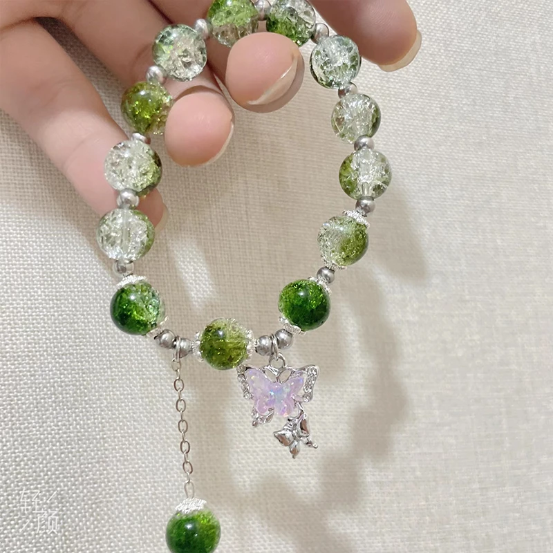 Elegant green color butterfly beaded bracelet