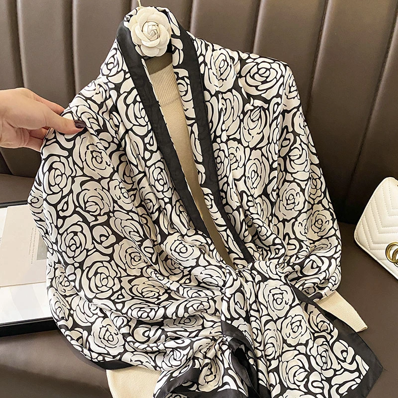 Gorgeous Black & White mixed printed Silk Hijab