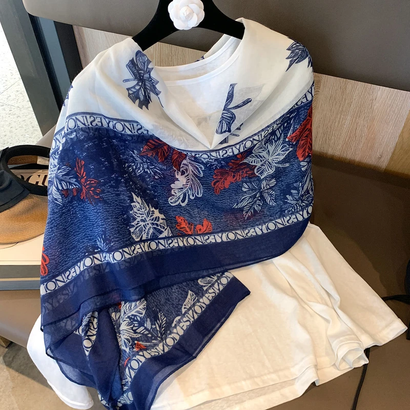 Beautiful Blue Color Long Cotton Tassel Hijab/Orna
