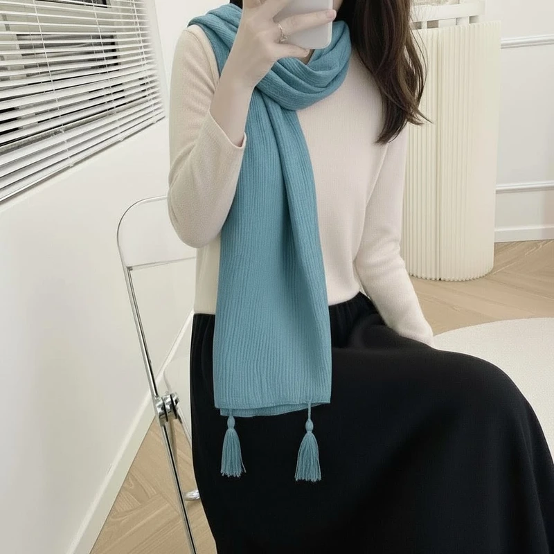 Elegant teal colour cotton hijab / orna