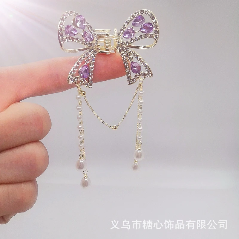 Elegant purple color butterfly hair clip