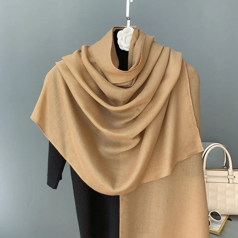 Deep khaki color cotton long hijab