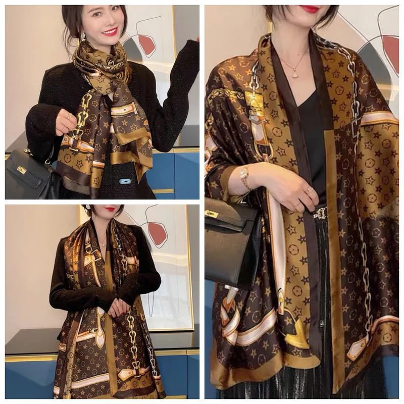 Dark Brown printed Hijab