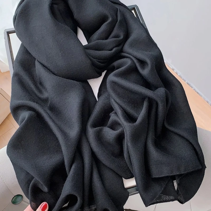 Elegant pure black color hijab / orna