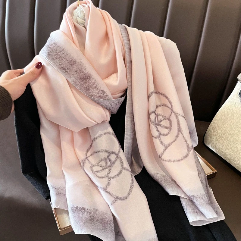 Soft pink silk printed hijab
