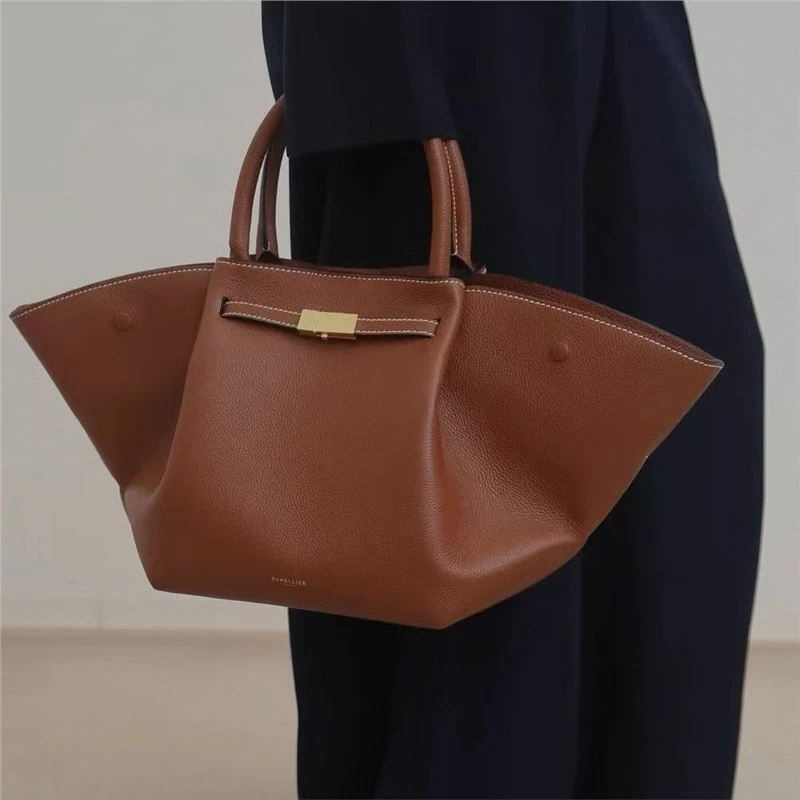 Large Capacity Wing Bags High-end Leather Dumpling Shape Design Large Handbags - Thumbnail 4