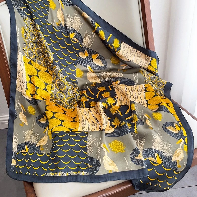 Colorful silk square scarf - Thumbnail 3