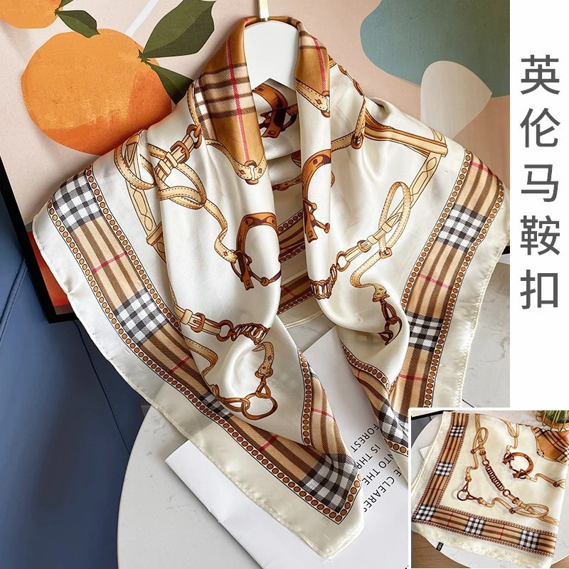 Brown printed stylish silk scarf / hijab