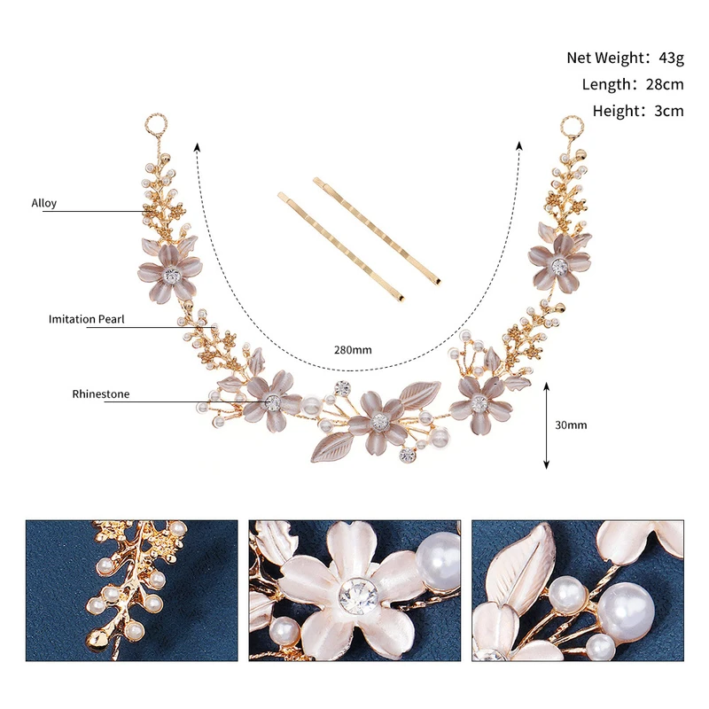 Golden Color Rhinestone Floral Headpiece