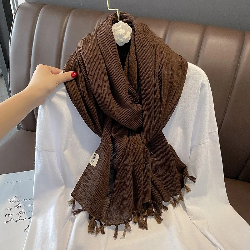 Stunning Coffee Color Long Solid Cotton Hijab / Orna