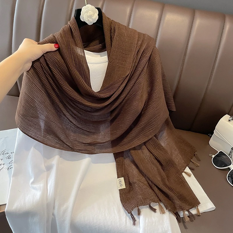 Stunning Coffee Color Long Solid Cotton Hijab / Orna