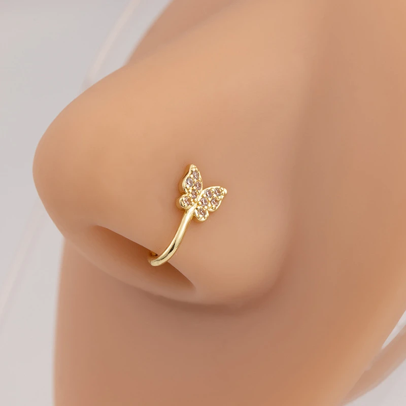 Butterfly shape zircon nose pin