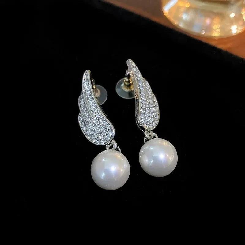 Angel Wing Pearl Earrings