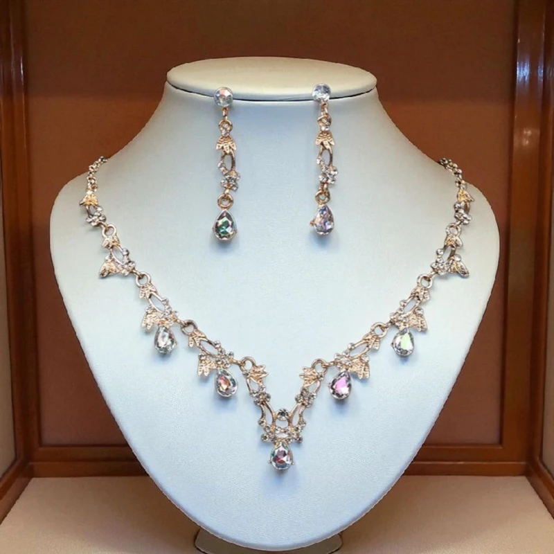 Gold AB necklace earring set