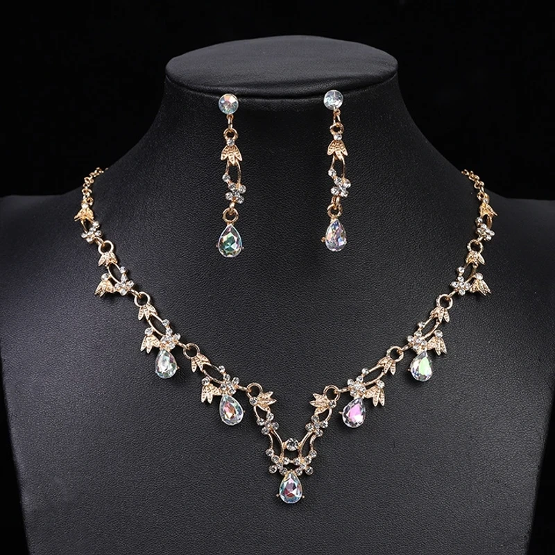Gold AB necklace earring set