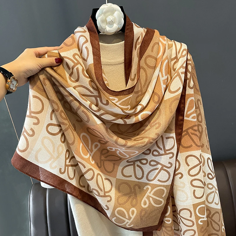 Light brown printed classy hijab / orna