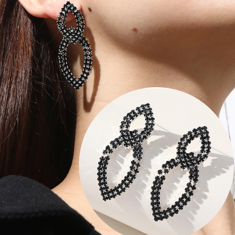 Stunning Black Color Crystal Earrings