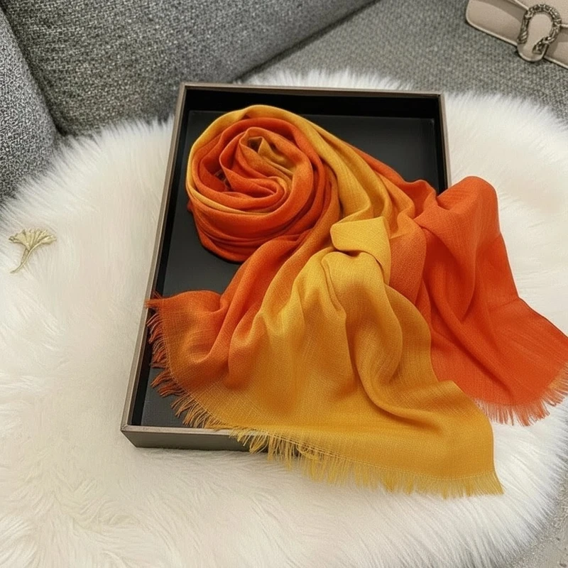 Beautiful orange & yellow colour long cotton hijab / orna