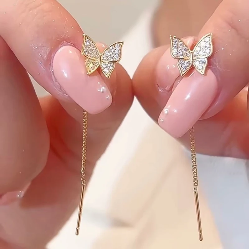 Pretty butterfly tassel earrings