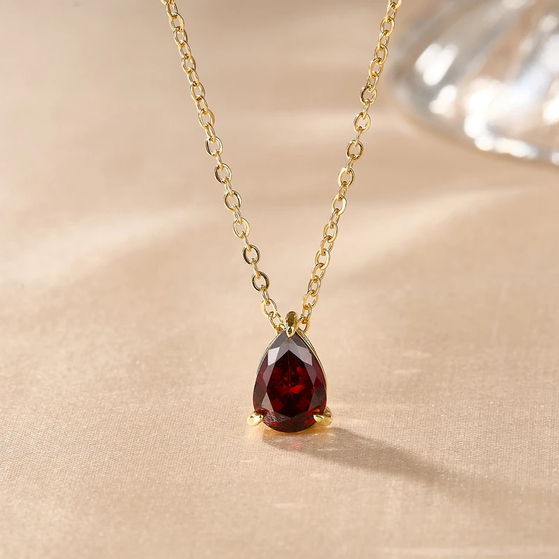 Red color waterdrop pendant neckpiece
