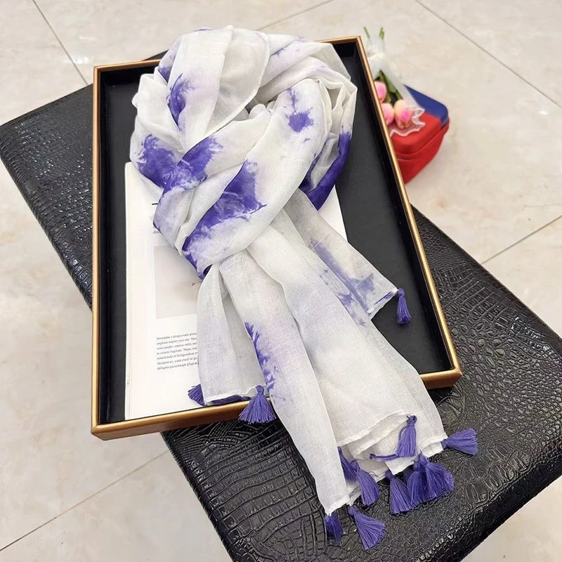 Classy Purple Color Printed Long Hijab/Orna